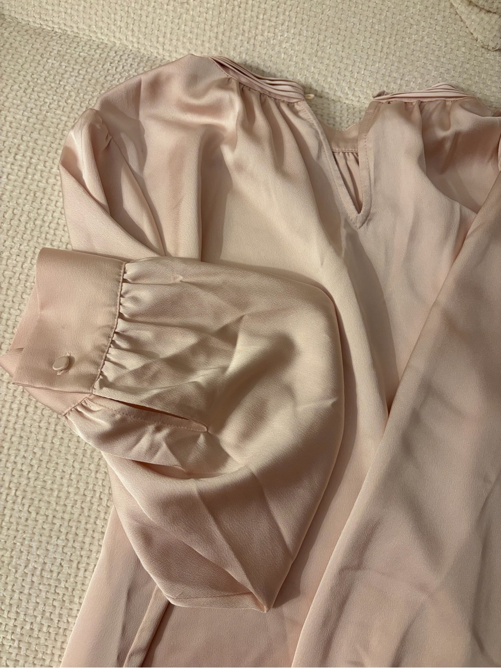 J. Crew Blush Pink Long-Sleeve Satin Blouse - Picture 2 of 3